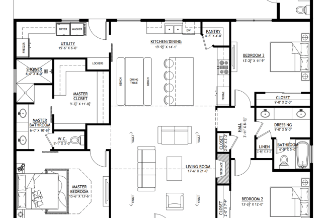 RP-10003HenryBarndominiumFloorPlan_1600x Henry RP-10003 barndominium blueprint