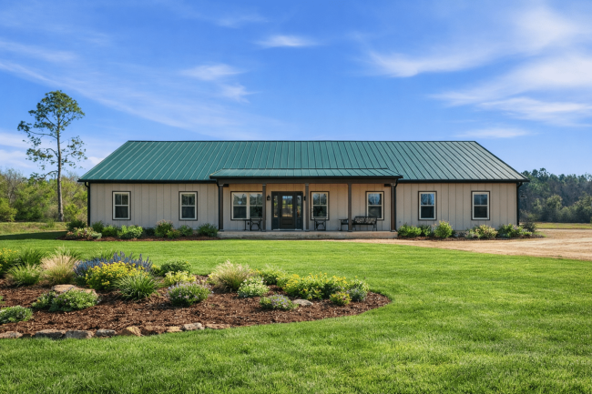 Francis PL-61302-F barndominium home