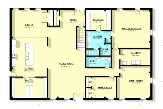 PL-62511COLORED1STFLOORPLANreducedres_1600x Morgan PL-62511 barndominium blueprint