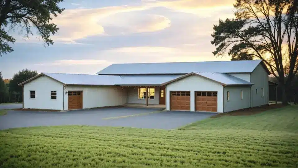 PL-71101-PGS barndominium with a gen-suite wing and its own 1-car garage, 4,020 sq ft, rendering