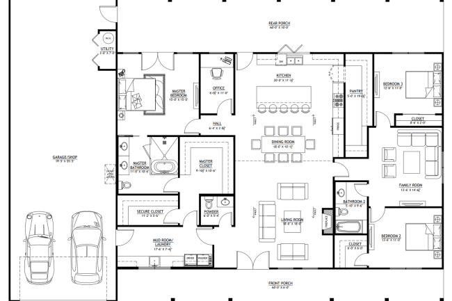 pl-61313cleanplanv2_1600x Pinewood PL-61313 barndominium floor plan